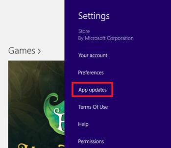Windows 8 Settings, App Updates